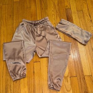 Fashion Nova Satin Blush Pink Joggers